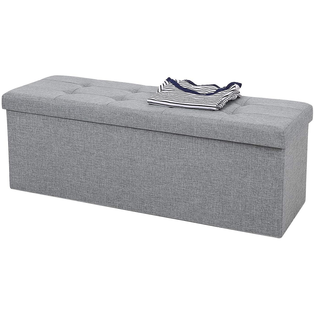 SONGMICS Összecsukható vászon tárolópuff, szürke 110x38x38cm – 2. kép