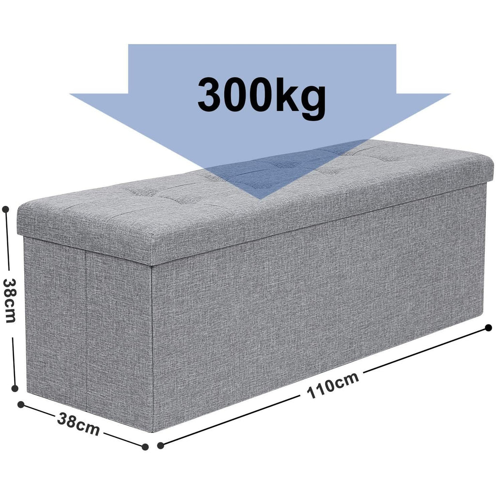 SONGMICS Összecsukható vászon tárolópuff, szürke 110x38x38cm – 3. kép
