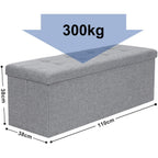 SONGMICS Összecsukható vászon tárolópuff, szürke 110x38x38cm – 3. kép