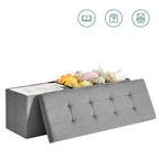 SONGMICS Összecsukható vászon tárolópuff, szürke 110x38x38cm – 4. kép