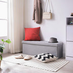 SONGMICS Összecsukható vászon tárolópuff, szürke 110x38x38cm – 6. kép