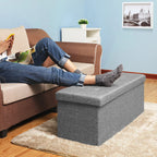 SONGMICS Összecsukható vászon tárolópuff, szürke 110x38x38cm – 8. kép