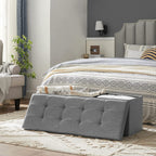 SONGMICS Összecsukható vászon tárolópuff, szürke 110x38x38cm – 9. kép