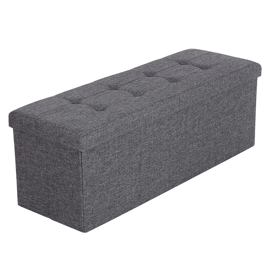 SONGMICS Összecsukható vászon tárolópuff, sötétszürke 110x38x38cm – 1. kép