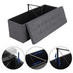 SONGMICS Összecsukható vászon tárolópuff, sötétszürke 110x38x38cm – 4. kép