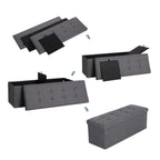 SONGMICS Összecsukható vászon tárolópuff, sötétszürke 110x38x38cm – 5. kép