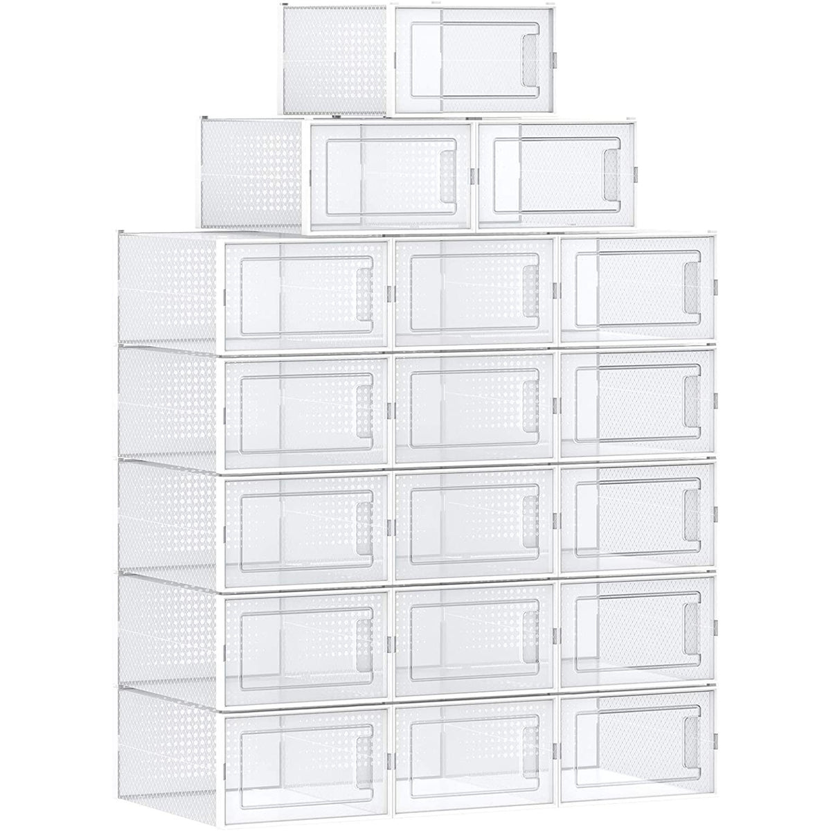 SONGMICS Cipőtároló doboz, egymásra rakható műanyag tároló 18db, átlátszó 35 x 25 x 19cm – 1. kép