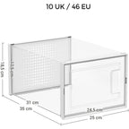 SONGMICS Cipőtároló doboz, egymásra rakható műanyag tároló 18db, átlátszó 35 x 25 x 19cm – 3. kép