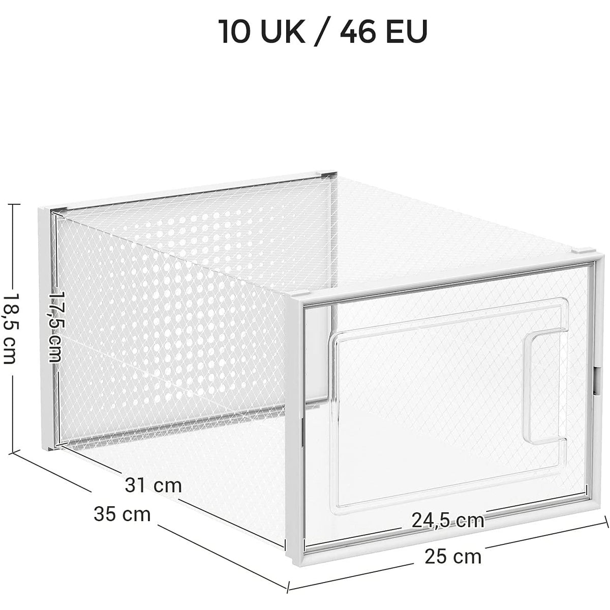 SONGMICS Cipőtároló doboz, egymásra rakható műanyag tároló 18db, átlátszó 35 x 25 x 19cm – 3. kép