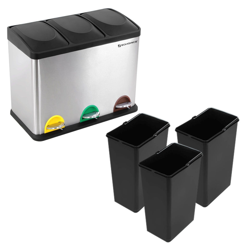 SONGMICS Szelektív szemeteskuka 3x15L, ezüst – 9. kép