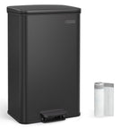 SONGMICS Pedálos szemeteskuka 40L, fekete, 15 szemeteszsákkal – 1. kép