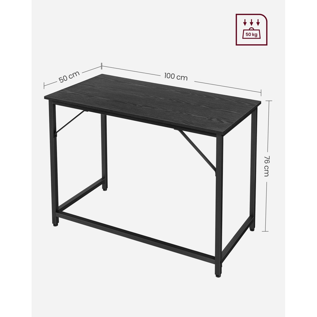 VASAGLE Íróasztal, fekete 100x50x75cm – 3. kép
