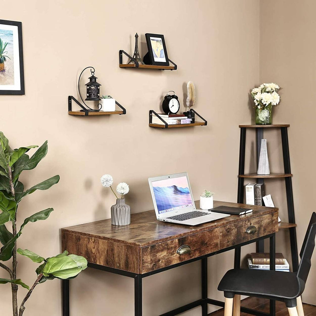 VASAGLE rusztikus fali polcszett, 3 darabos – 5. kép