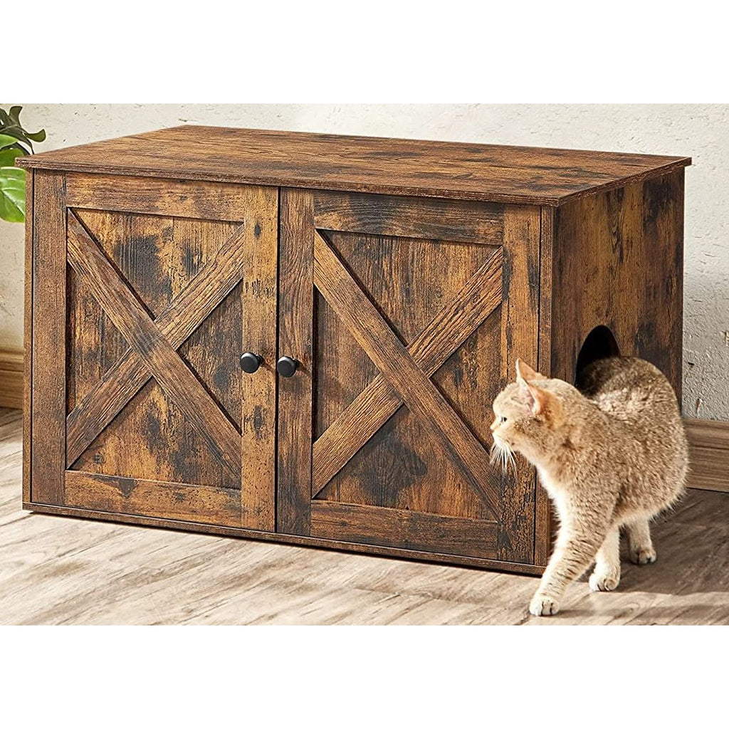 FEANDREA Macska alomszekrény, alomtálca tartó, rusztikus barna 80x53x50cm – 9. kép