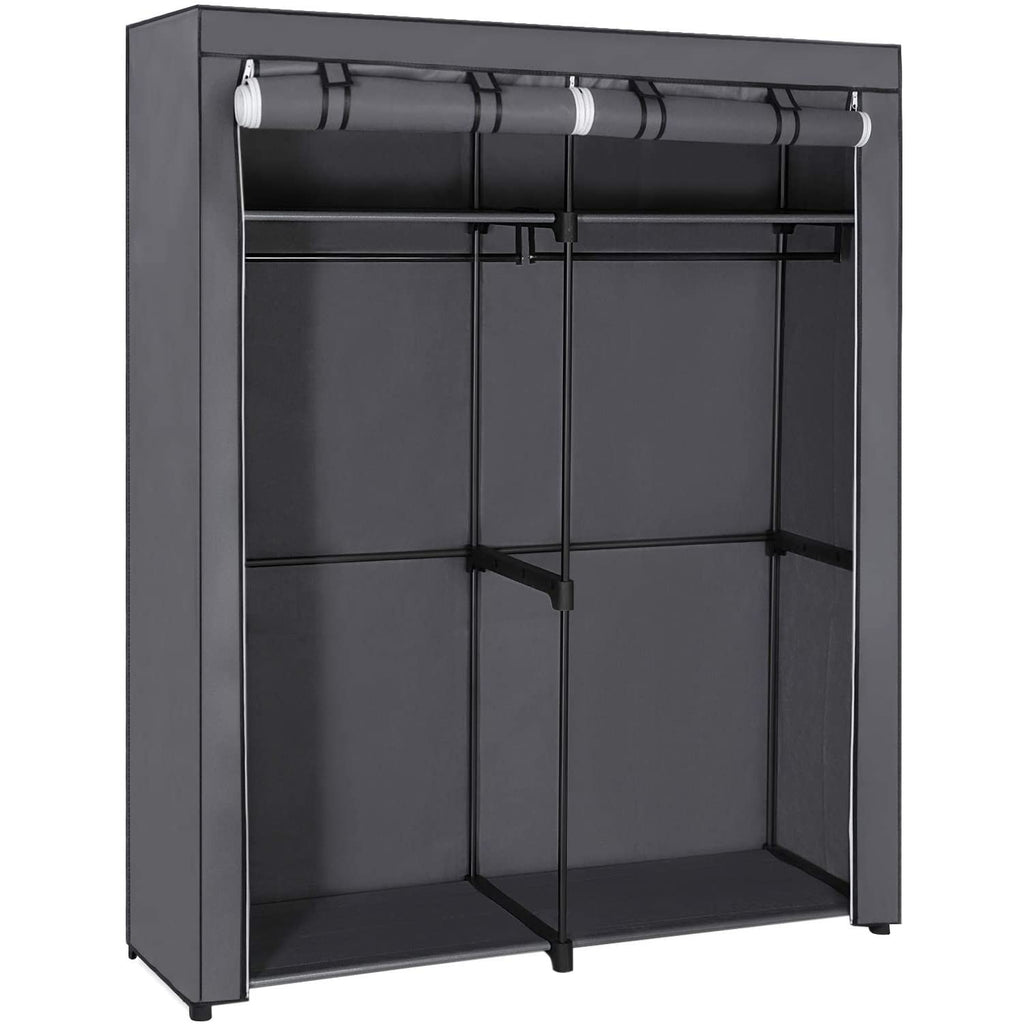SONGMICS Szövet ruhatároló szekrény hordozható gardrób, szürke 140x43x174cm – 2. kép