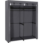 SONGMICS Szövet ruhatároló szekrény hordozható gardrób, szürke 140x43x174cm – 2. kép