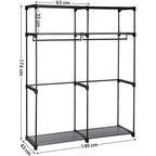 SONGMICS Szövet ruhatároló szekrény hordozható gardrób, szürke 140x43x174cm – 3. kép