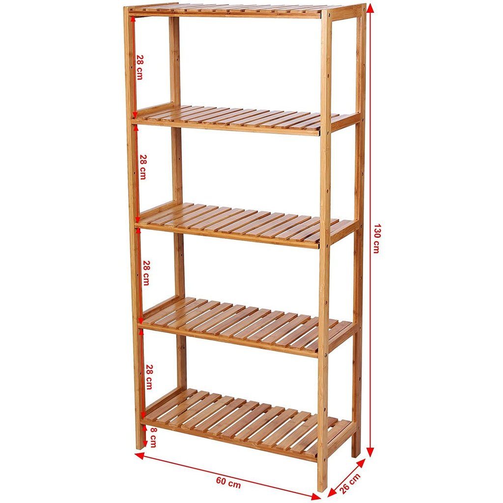 SONGMICS 5 szintes bambusz tárolópolc, natúr, 60 × 26 × 130 cm – 2. kép