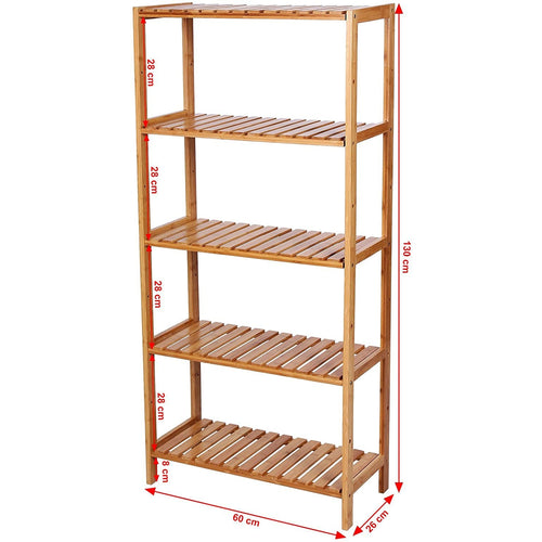 SONGMICS 5 szintes bambusz tárolópolc, natúr, 60 × 26 × 130 cm – 2. kép