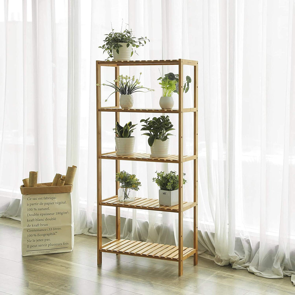 SONGMICS 5 szintes bambusz tárolópolc, natúr, 60 × 26 × 130 cm – 3. kép