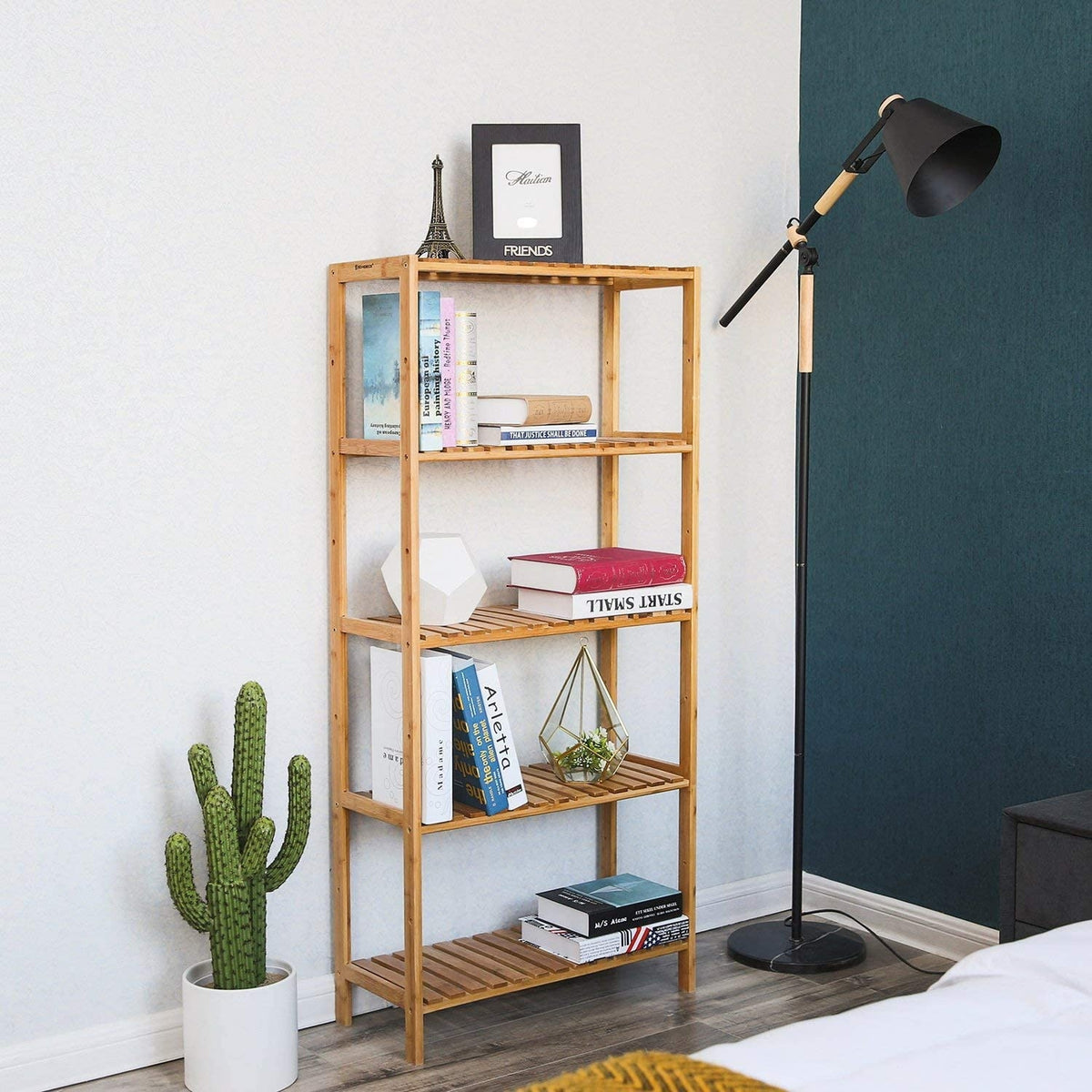 SONGMICS 5 szintes bambusz tárolópolc, natúr, 60 × 26 × 130 cm – 4. kép