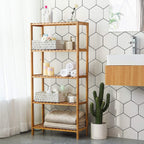 SONGMICS 5 szintes bambusz tárolópolc, natúr, 60 × 26 × 130 cm – 5. kép