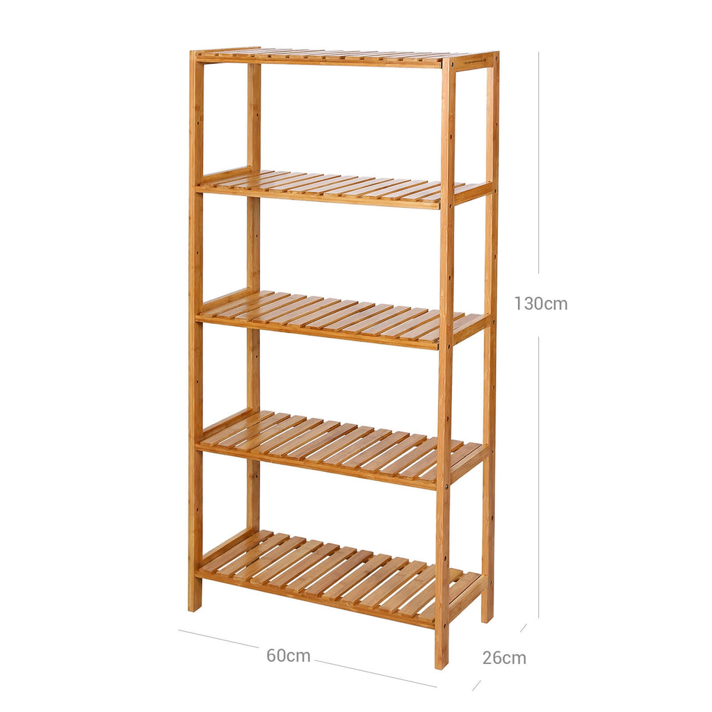 SONGMICS 5 szintes bambusz tárolópolc, natúr, 60 × 26 × 130 cm – 6. kép