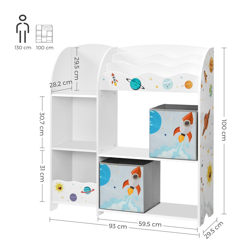 SONGMICS gyerekszobai könyv- és játéktároló, űrhajós, 93 × 30 × 100 cm – 3. kép