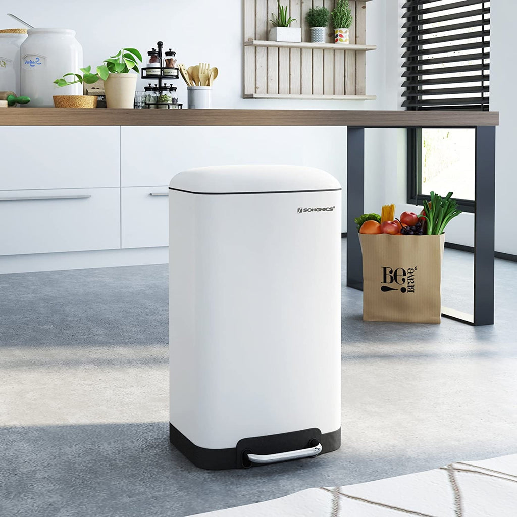 SONGMICS fehér 30 literes pedálos szemetes – 8. kép