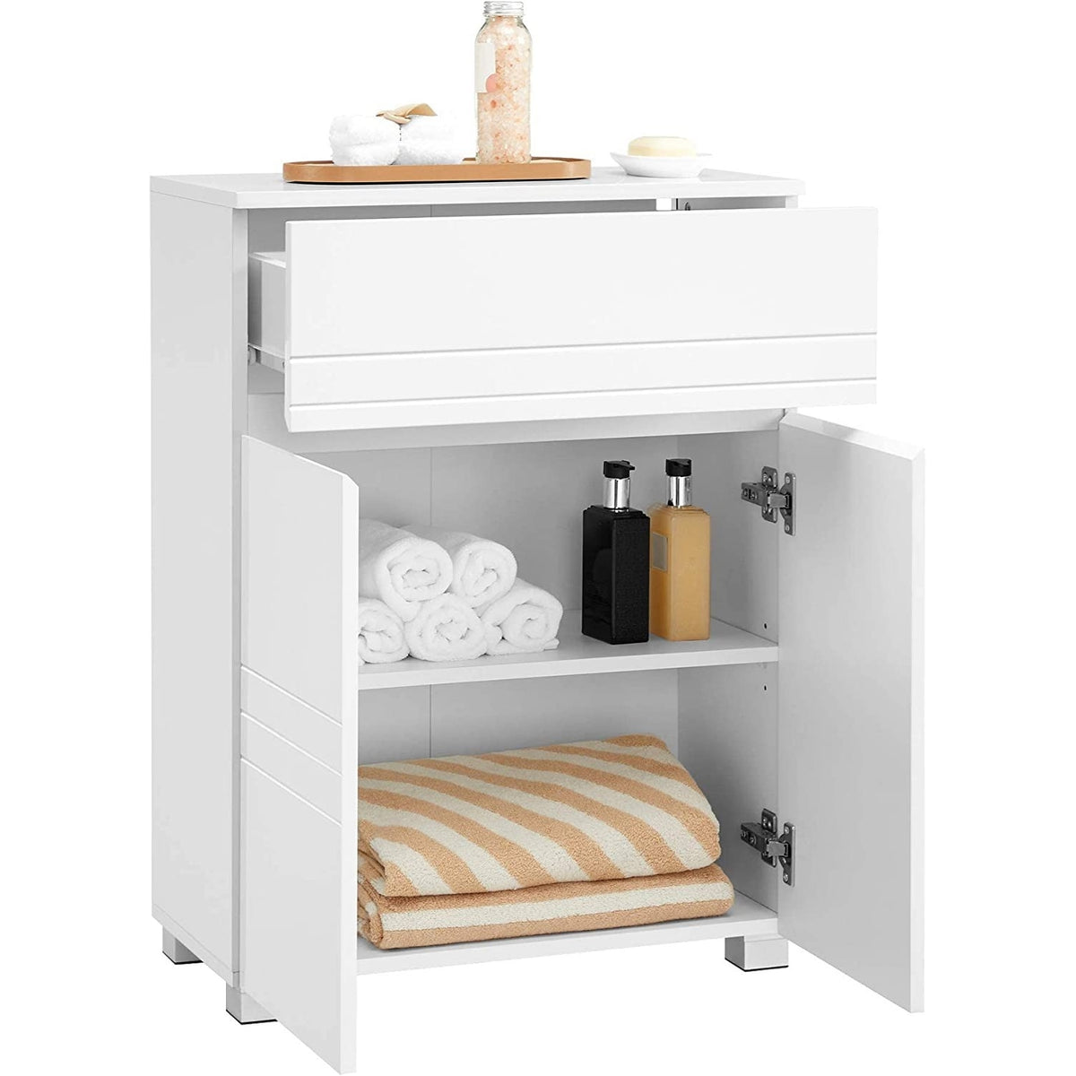 VASAGLE fehér fürdőszobaszekrény 2 ajtóval és 1 fiókkal, 60 × 30 × 80 cm – 1. termékkép