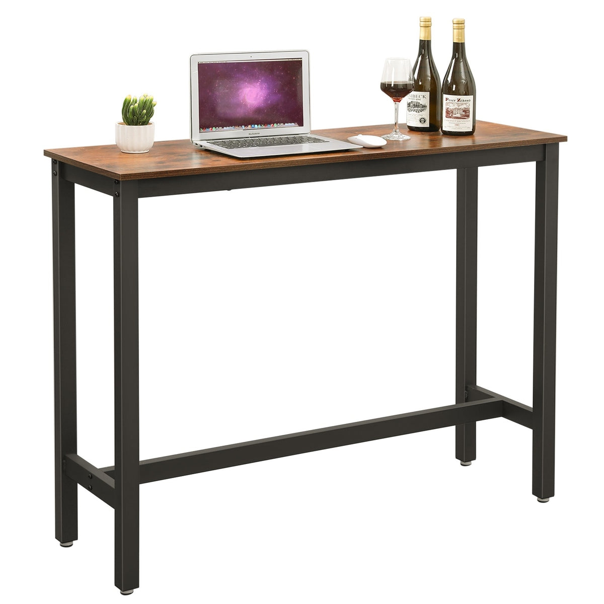 VASAGLE Keskeny konyhai bárasztal, rusztikus barna, 120 × 40 × 100 cm – termékkép 1