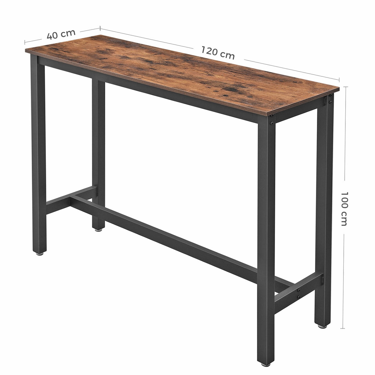 VASAGLE Keskeny konyhai bárasztal, rusztikus barna, 120 × 40 × 100 cm – termékkép 3