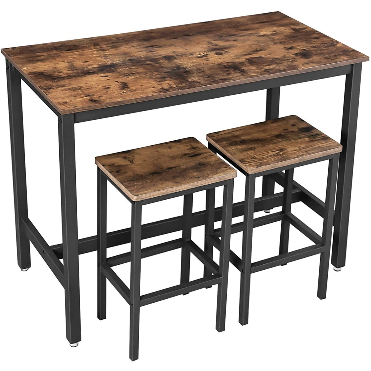 VASAGLE Bárasztalszett 2 székkel, rusztikus barna, 120 × 60 cm – termékkép 2