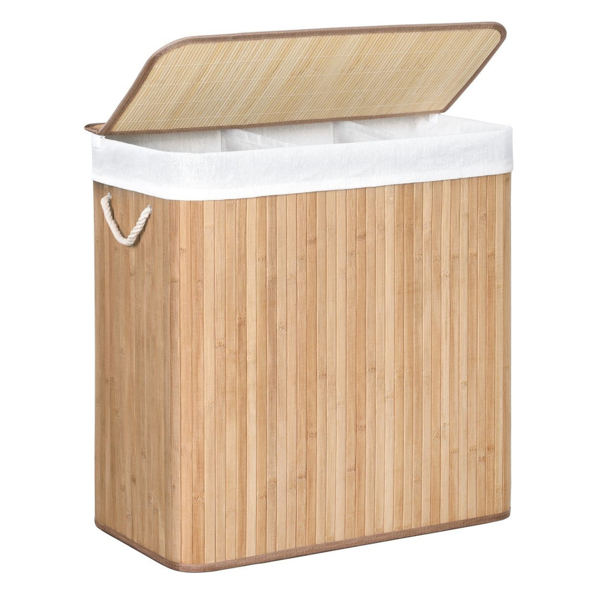 SONGMICS natúr bambusz szennyestartó, 3 × 50 L, 150 L – 1. kép