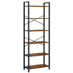 VASAGLE 6 szintes rusztikus barna könyvespolc, 66 × 30 × 186 cm – 1. termékkép
