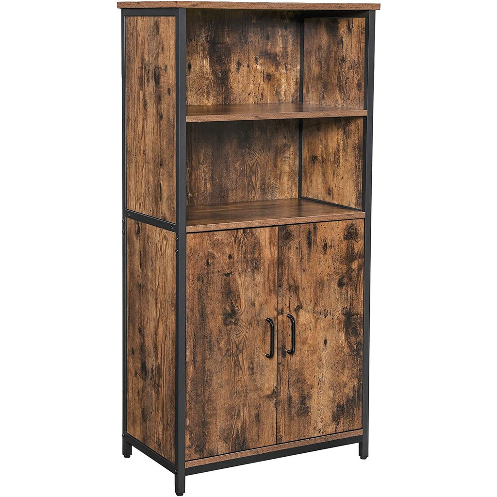 VASAGLE rusztikus barna tárolószekrény nyitott polcokkal, 60 × 35 × 125 cm – 1. termékkép