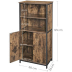 VASAGLE rusztikus barna tárolószekrény nyitott polcokkal, 60 × 35 × 125 cm – 3. termékkép