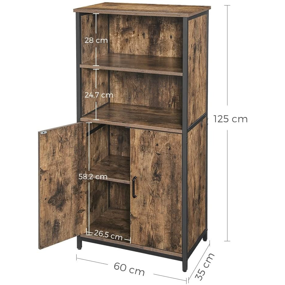 VASAGLE rusztikus barna tárolószekrény nyitott polcokkal, 60 × 35 × 125 cm – 3. termékkép