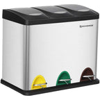 SONGMICS ezüst szelektív pedálos szemetes, 3 × 8 L – 1. kép