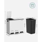 SONGMICS fehér 3 × 18 literes szelektív szemetes – 3. kép